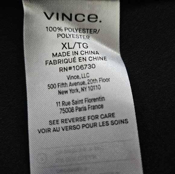 NWT - Vince Nouveau Magnolia Black Long Sleeve Satin Shirt Dress - Size XL - Picture 12 of 15